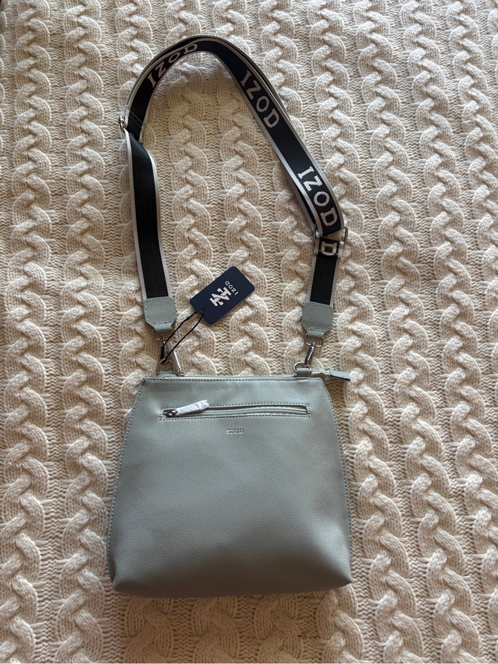 Izod Light Sage Crossbody Bag with Branded Strap